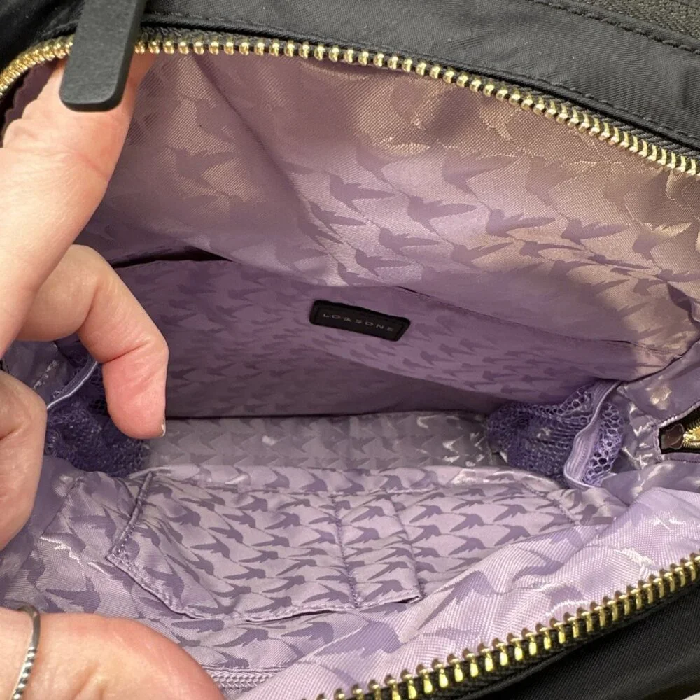 Lo‎ & Sons The Beacon Travel Backpack Black Purple Interior Bookbag Business